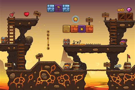 Volcano Level 2D Platformer Tileset - CraftPix.net