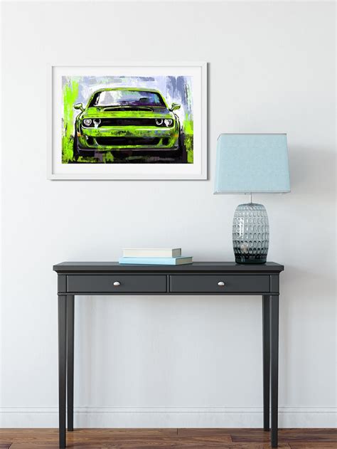 Challenger Art Print Dodge Artwork Car Enthusiast Art Race Car Art