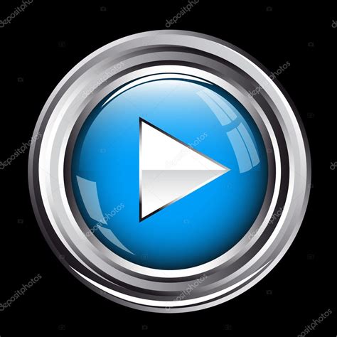 Blue Metallic Play Button Stock Vector Baavli