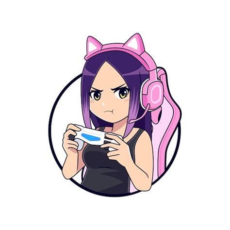 Premium Vector Upset Anime Gamer Girl Esport Gaming Vector Logo Mascot