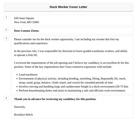 Dock Worker Cover Letter Velvet Jobs