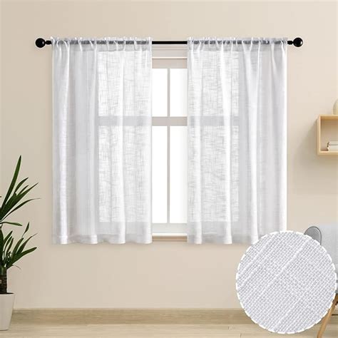 Amazon Shineland White Sheer Curtains Inch Length For Bedroom