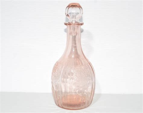 Anchor Hocking Mayfair Open Rose Pink Depression Glass Decanter Stopper Vintage Pink Depression