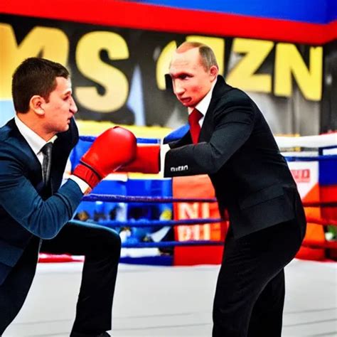 A Boxing Fight Between Volodymyr Zelensky And Vladimir Stable Diffusion