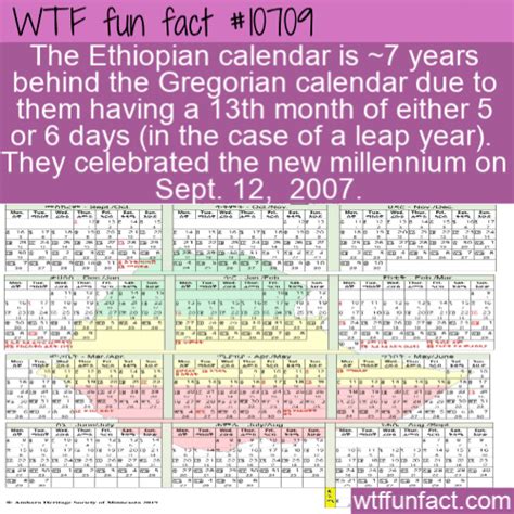 Wtf Fun Fact Ethiopian Calendar