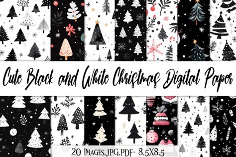 Black And White Christmas Digital Paper Graphic By Pixargraph