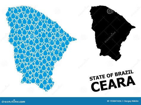 Vector Collage Map Of Ceara State Of Water Tears And Solid Map Stock