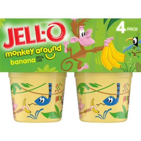 Jell O Monkey Around Banana Pudding Cups Snack 4 Ct Kroger