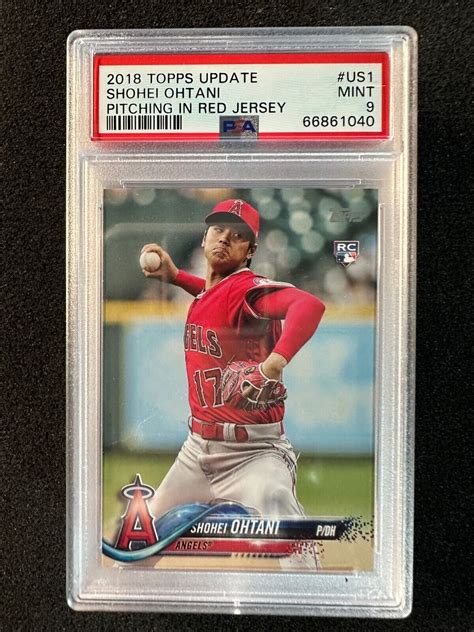 2018 Topps Update Us1 Shohei Ohtani Rc Pitching Red Jersey Psa 9 Mintの