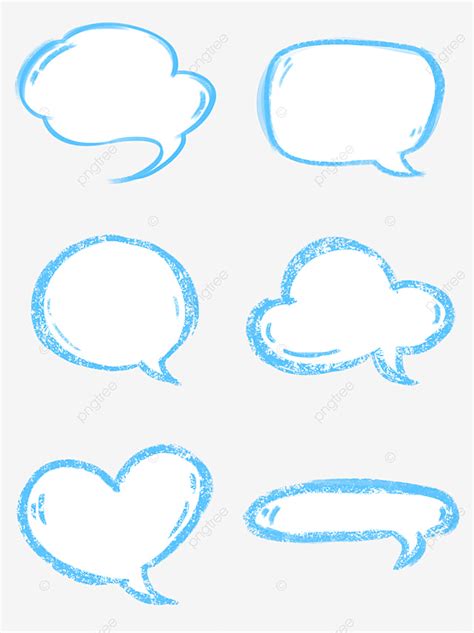 Hand Painted Cartoon Blue Dialog Box Png Free Material Png White The