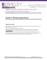 Bsbpmg Assessment Task Pdf Bsbpmg Apply Project Quality