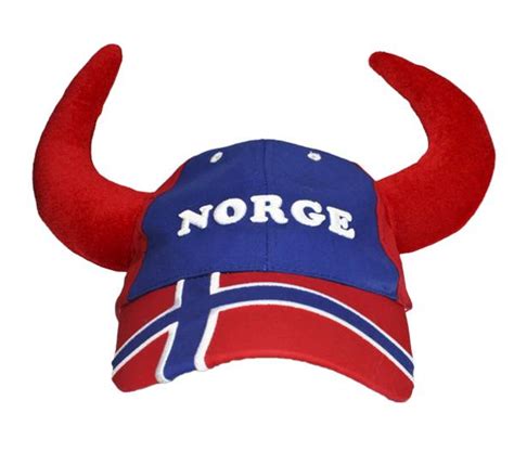 Heia Norge Norsk Supporter Caps Med Flagg Og Horn Patriotisk