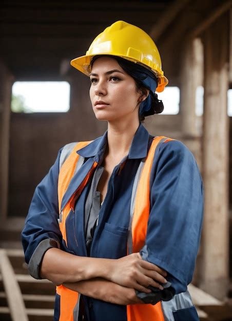 Foto Do Construtor Em Um Colete De Constru O E Capacete Laranja De P