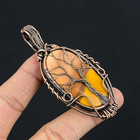 Tree Of Life Mookaite Pendant Copper Wire Wrapped Pendant Etsy