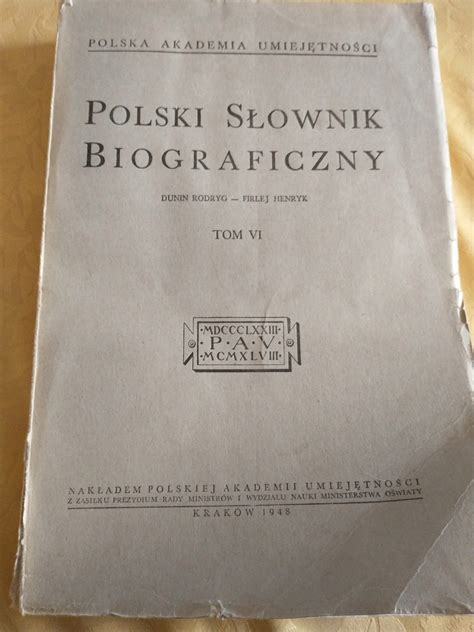 Polski słownik biograficzny Tom VI 12365905607 oficjalne archiwum