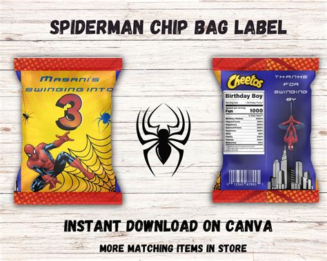 Spiderman Chip Label Etsy