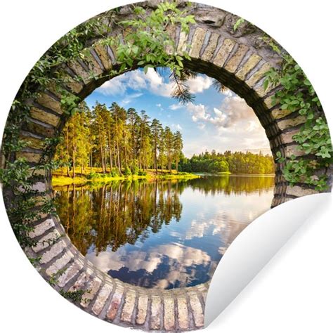 Wallcircle Muurstickers Behangcirkel Bomen Water Doorkijk