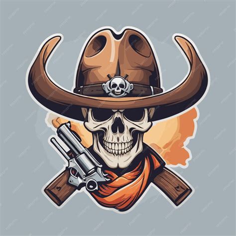 Premium Vector Cowboy Skull With Guns Vector