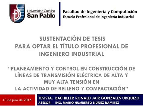 Pdf Sustentaci N De Tesis Para Optar El T Tulo Profesional De