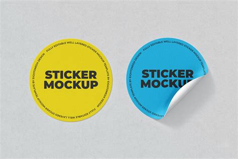 圆形品牌标签设计贴纸样机模板 Circle Sticker Mockup Template 设计小咖