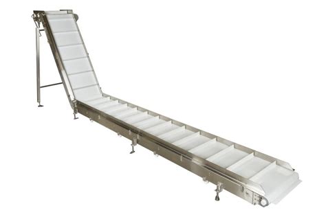 Stainless Steel Inclined Conveyor With Modular Cleated Sidewall Belt