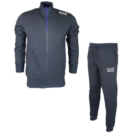 Emporio Armani Ea7 Funnel Neck Zip Navy Cotton Tracksuit Clothing