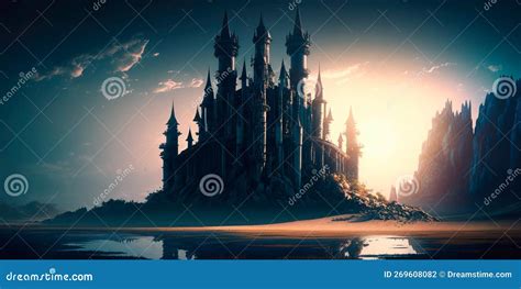 Fantasy Castle Wallpaper Mystical Medieval Kingdom Generative AI Stock ...