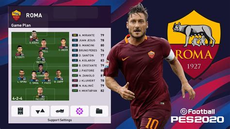 Formasi AS Roma EFootball PES2020 YouTube