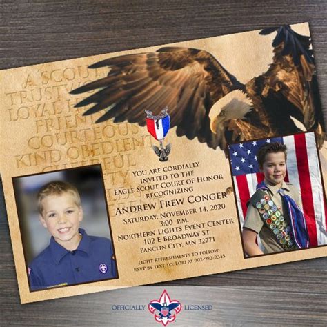 Eagle Scout Court Of Honor Invitation Single Sided Invitation Boy