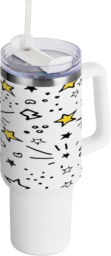 Skysonic 40oz Star Pattern Tumbler With Lid And Straw Travel Coffee Mug