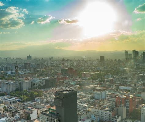 Panorama Of Mexico City Central Part From Skyscraper Latino Americano