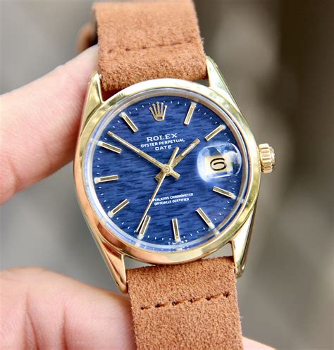 Wts Rolex Oyster Perpetual Date Ref Blue Mosaic Dial Circa