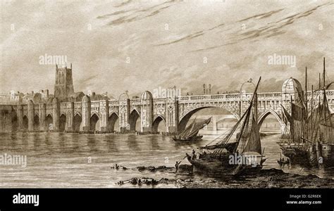 Old Medieval London Bridge London England Uk Stock Photo 105001531