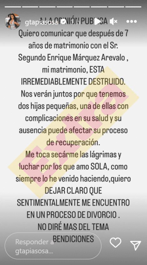 Génesis Tapia y Kike Márquez se separan luego de 7 años de casados Me