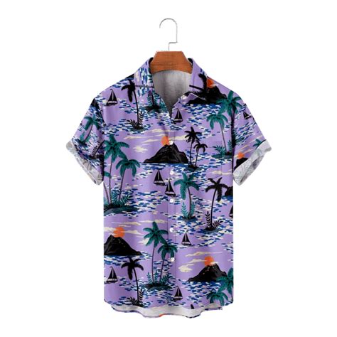 Mlfu Mens Flamingo Shirt Short Sleeve Button Down Casual Beach Tops