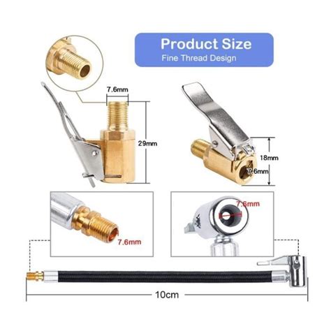 OCIODUAL Embout De Gonflage Clip Pompe A Air Vanne Adaptateur Valve 8mm