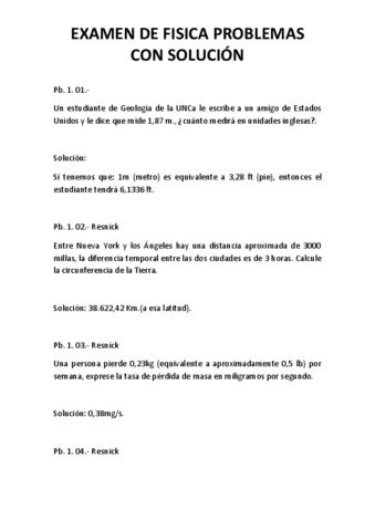 EXAMEN DE FISICA PROBLEMAS CON SOLUCION Pdf