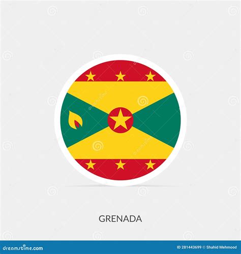 Grenada Round Circle Flag Grenadian Circular Button Banner Icon Eps