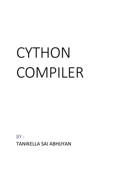 Cython Compiler Pdf