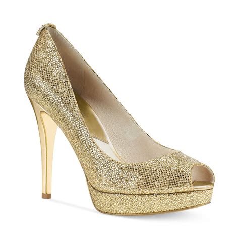 Michael Kors Michael York Platform Pumps In Gold Gold Glitter Lyst