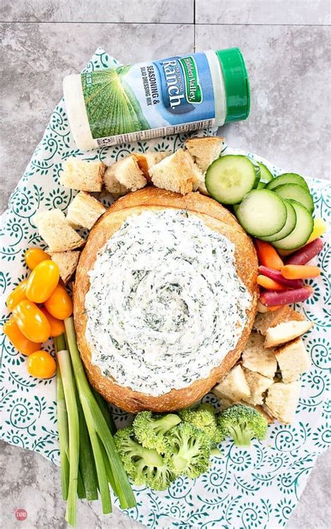 Easy Spinach Dip Recipe Original Ranch Spinach Dip In A Bread Bowl