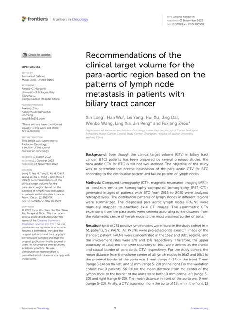 Pdf Recommendations Of The Clinical Target Volume For The Para Aortic