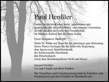 Traueranzeigen von Paul Henßler Schwarzwälder Bote Trauer