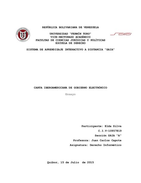 Ensayo De La Carta Iberoamericana De Gobierno Electr Nico Pdf