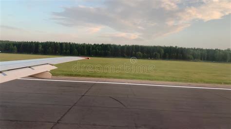 Aircraft S Wing And Land Seen Through The Illuminator Stock Footage