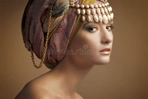 The Beautiful Young Girl In A Turban Stock Image Image Of Multicolor