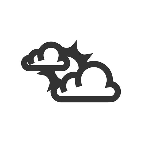 Weather Forecast Partly Cloudy Icon In Thick Outline Style Black And