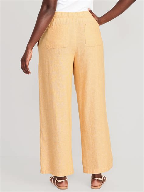 High Waisted Linen Blend Wide Leg Pants Old Navy