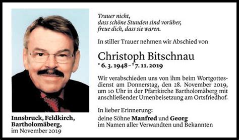 Todesanzeigen Von Christoph Bitschnau Todesanzeigen Vorarlberger