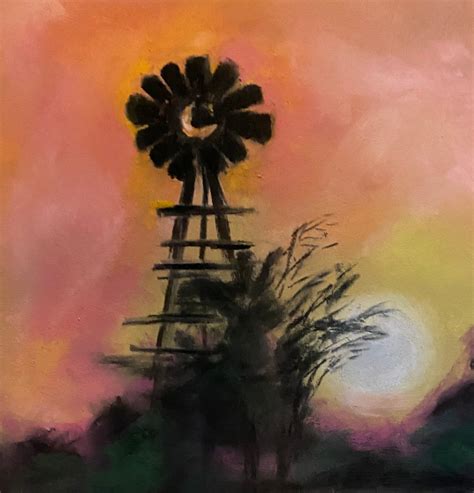 Sunset Windmill Painting Original Pastel 11 X 17 Fall Soft Painting ...